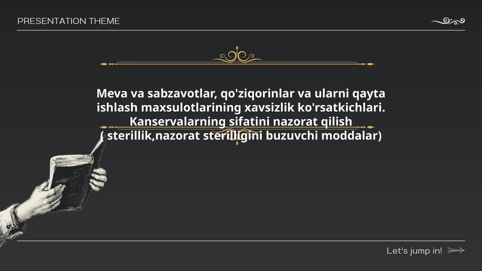 Meva va sabzavotlar, qo'ziqorinlar va ularni qayta ishlash maxsulotlarining xavsizlik ko'rsatkichlari. Kanservalarning sifatini nazorat qilish ( sterillik,nazorat sterilligini buzuvchi moddalar)