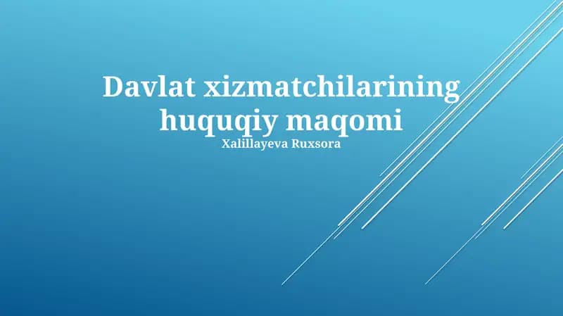 Davlat Xizmatchilarining Huquqiy Maqomi