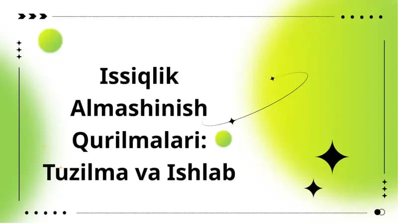 Issiqlik Almashinish Qurilmalari