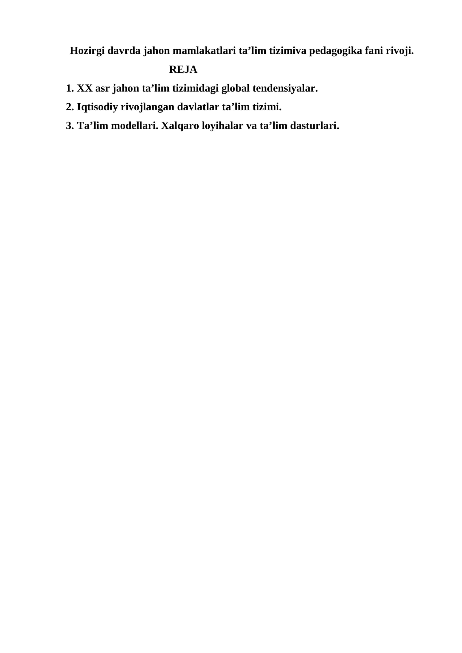 Ta'lim tizimi va pedagogika