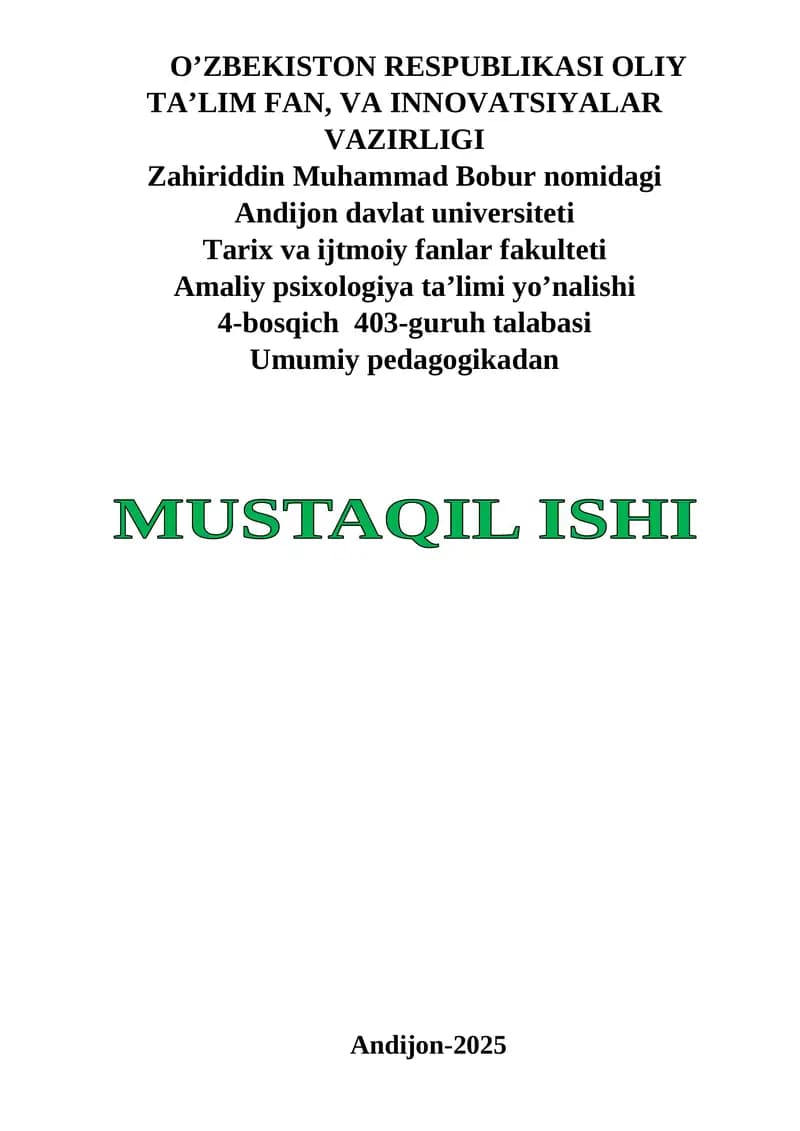 Nazariy muammoli topshiriqlar va IMAK texnologiyasi