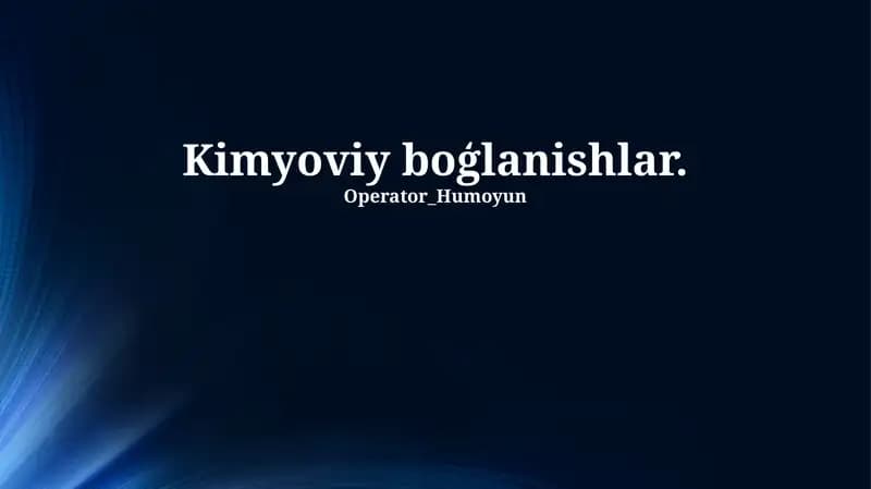 Kimyoviy boģlanishlar