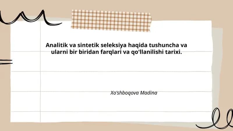 Analitik va sintetik seleksiya