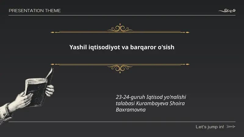 Yashil iqtisodiyot va barqaror o'sish
