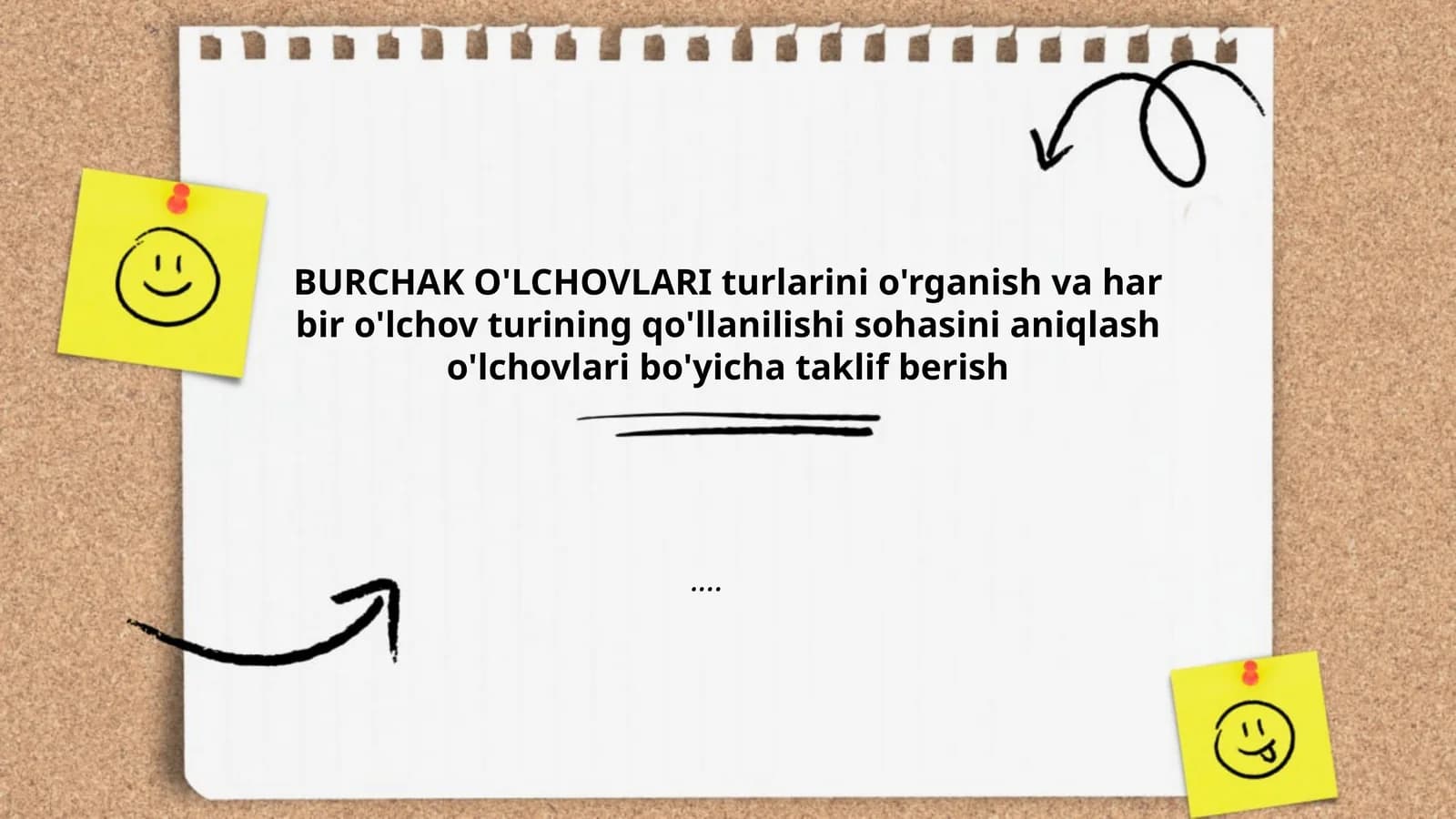 BURCHAK O'LCHOVLARI