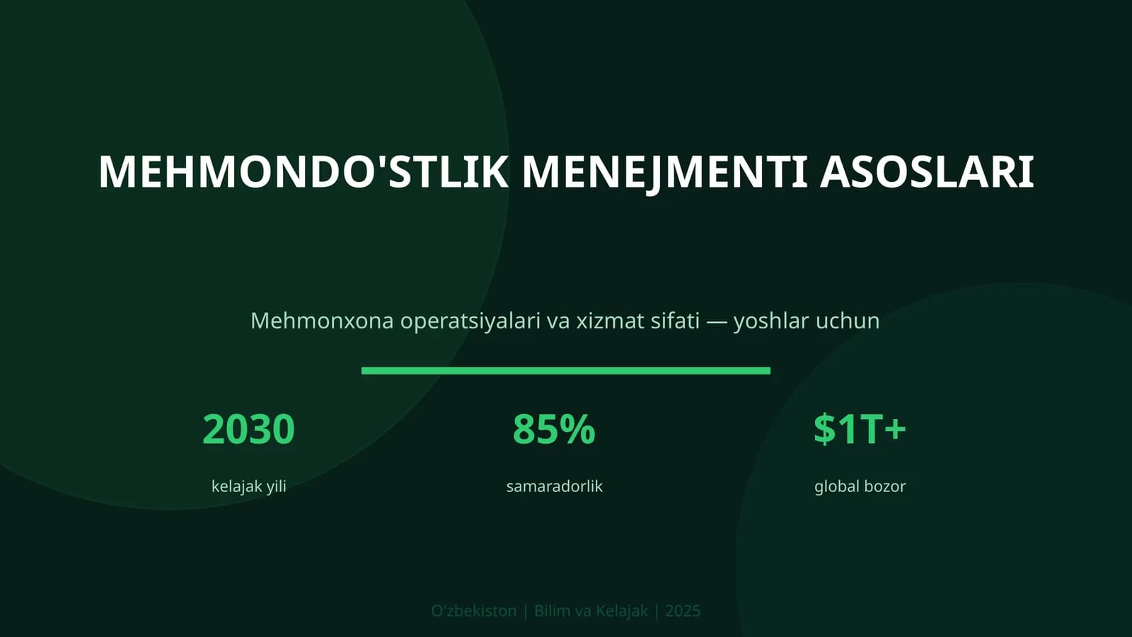 MEHMONDO'STLIK MENEJMENTI ASOSLARI