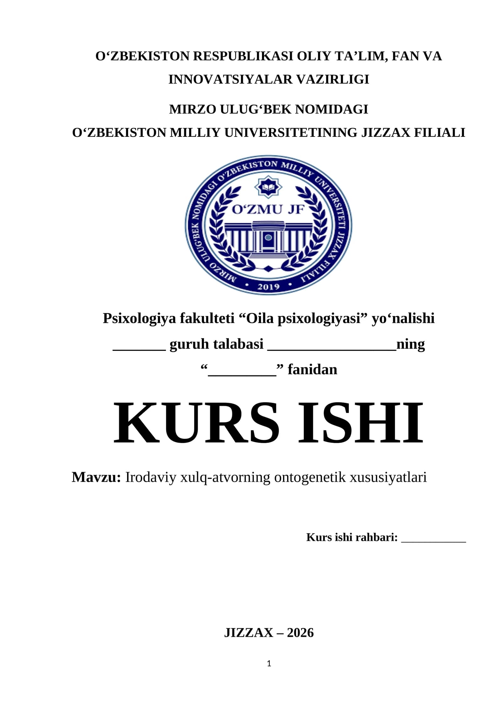 Irodaviy xulq-atvorning ontogenetik xususiyatlari