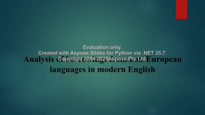 Analysis of borrowings from non-European languages in modern English