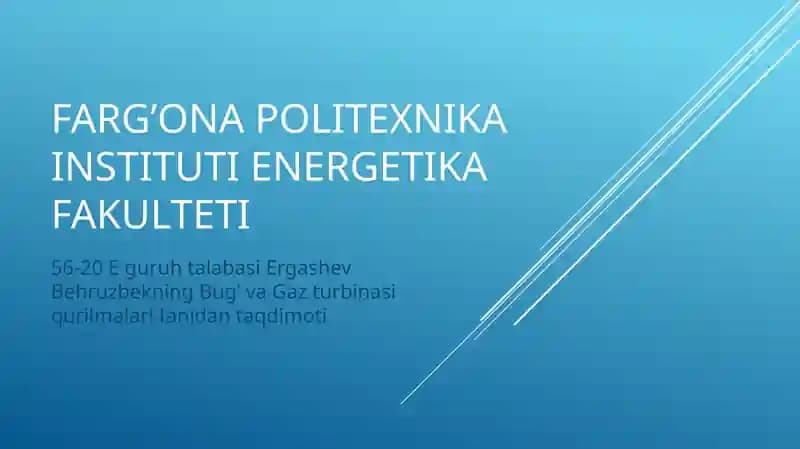 Ergashev Behruzbekning Bug’va Gazturbinasi