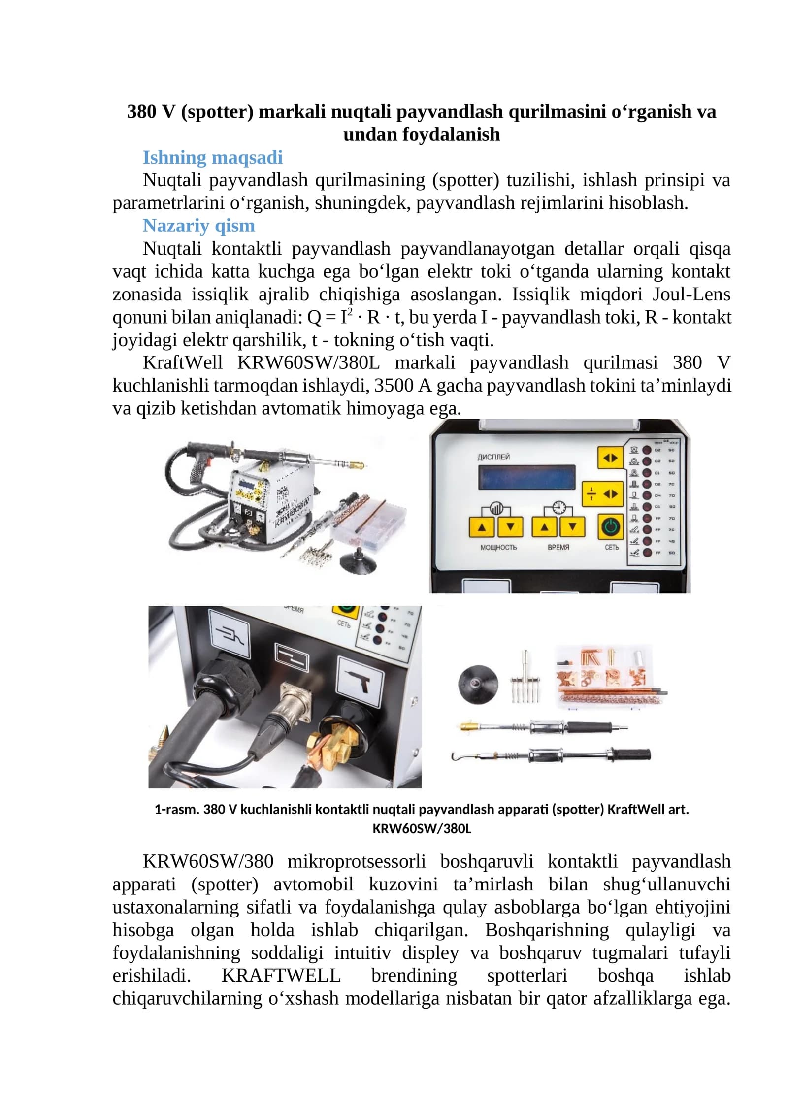 KraftWell KRW60SW/380L payvandlash qurilmasi