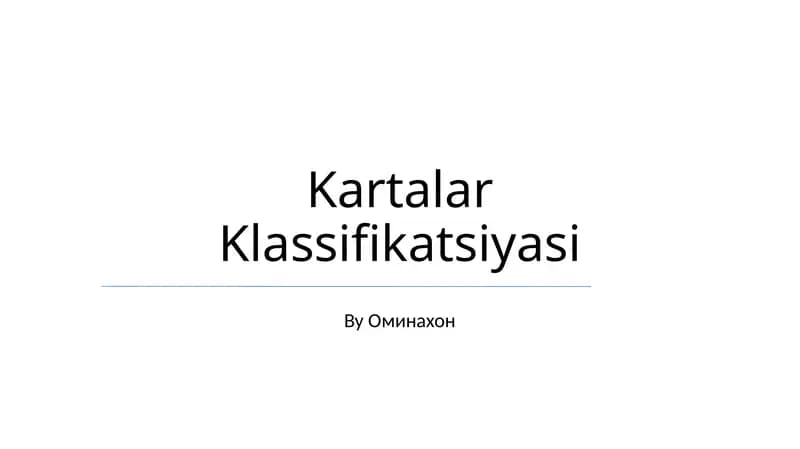 Kartalar Klassifikatsiyasi