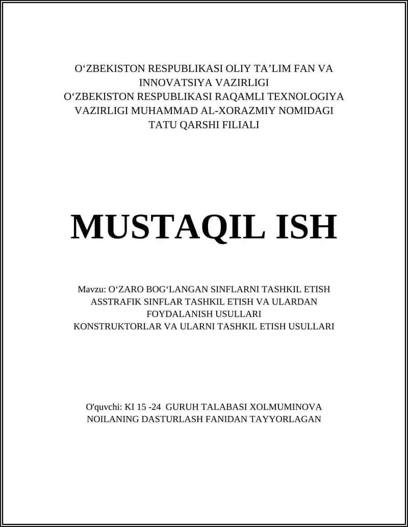 O'zaro bog'langan sinflarni tashkil etish