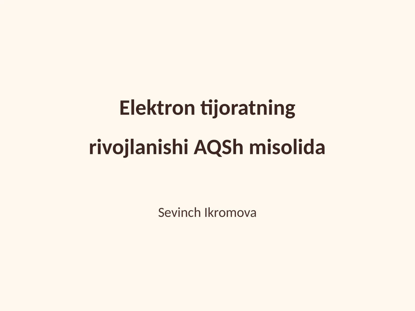 Elektron tijoratning rivojlanishi AQSh misolida