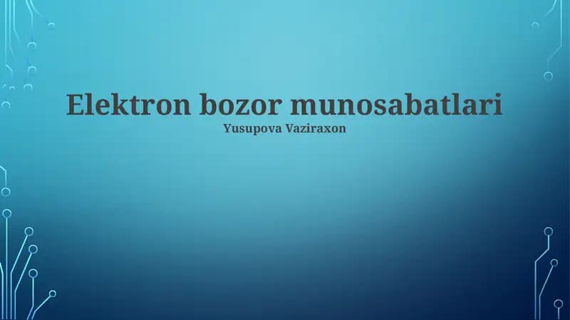 Elektron bozor munosabatlari
