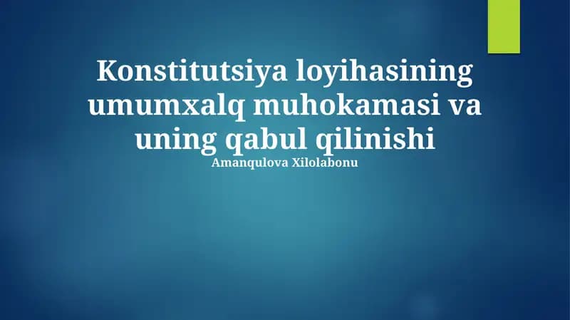 Konstitutsiya loyihasining umumxalq muhokamasi va uning qabul qilinishi
