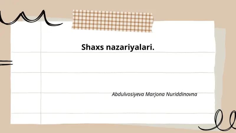 Shaxs nazariyalari