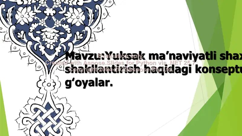 Yuksak maʼnaviyatli shaxsni shakllantirish haqidagi konseptual gʻoyalar