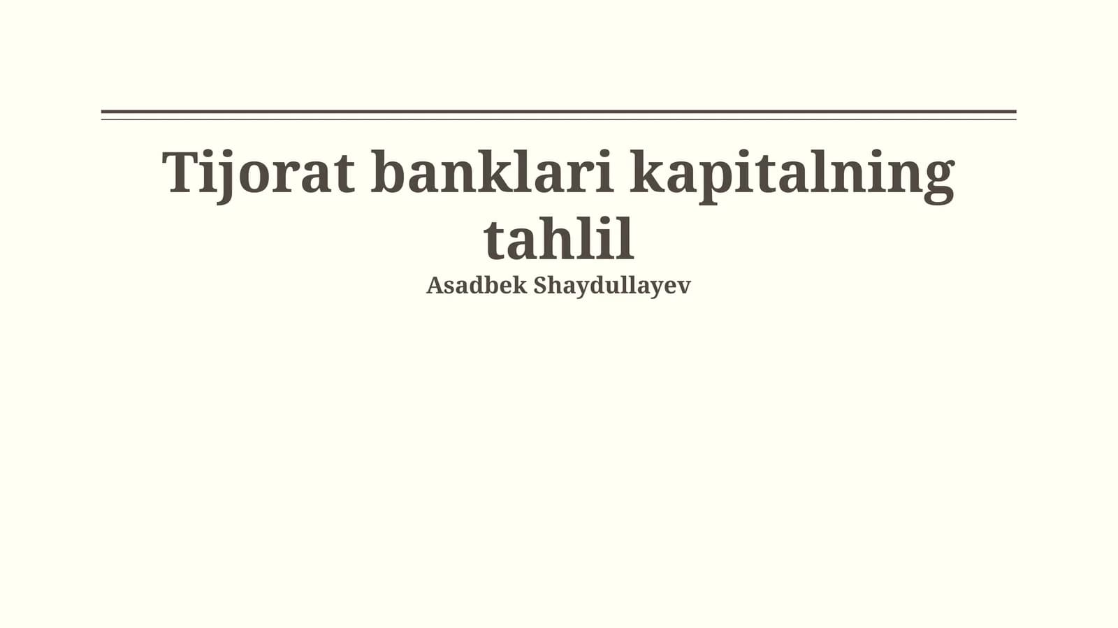 Tijorat banklari kapitalning tahlil