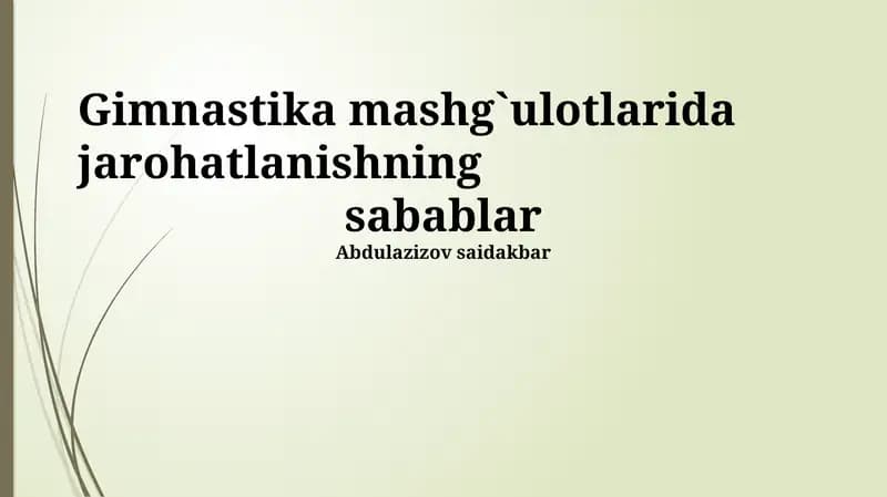 Gimnastika Mashg'ulotlari