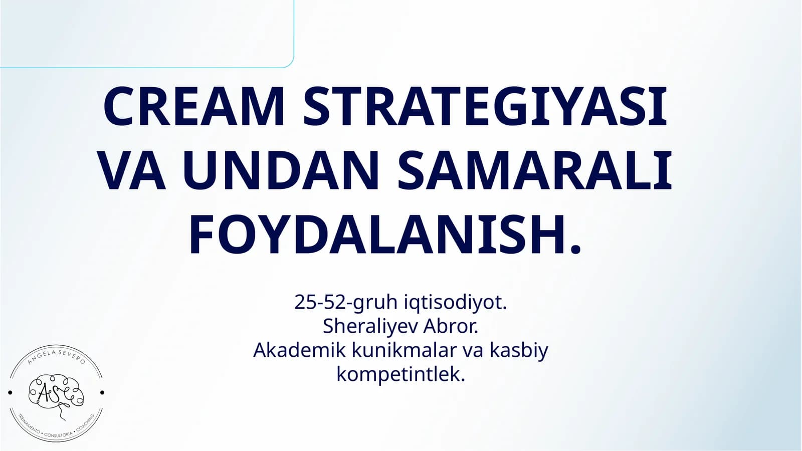 CREAM STRATEGIYASI VA UNDAN SAMARALI FOYDALANISH