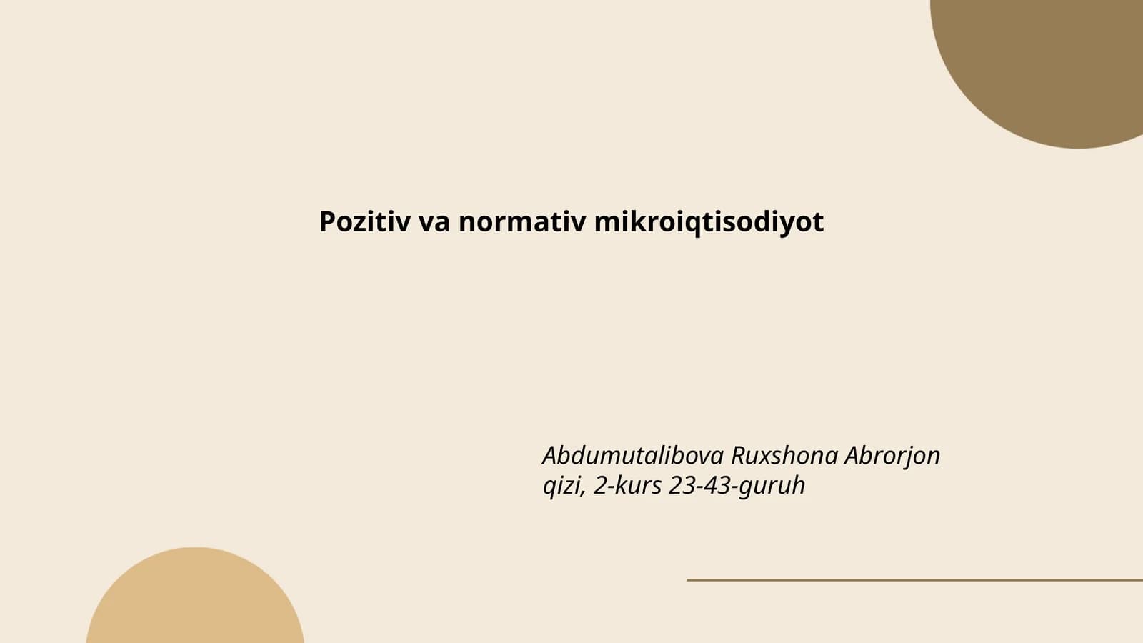 Pozitiv va normativ mikroiqtisodiyot