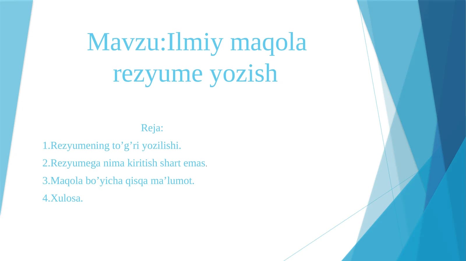 Ilmiy maqola rezyume yozish