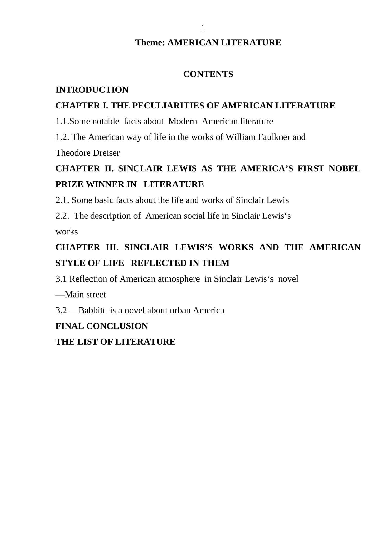 AMERICAN LITERATURE
