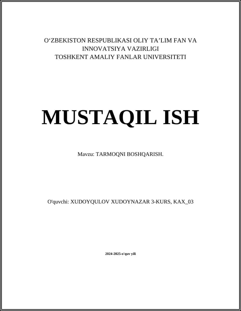 Tarmoqni Boshqarish