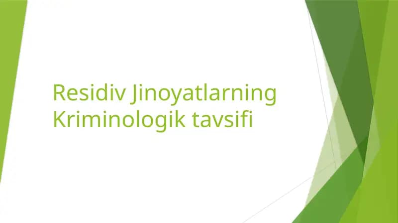 Residiv Jinoyatlarning Kriminologik tavsifi