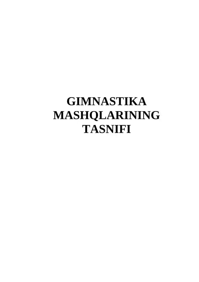GIMNASTIKA MASHQLARINING TASNIFI