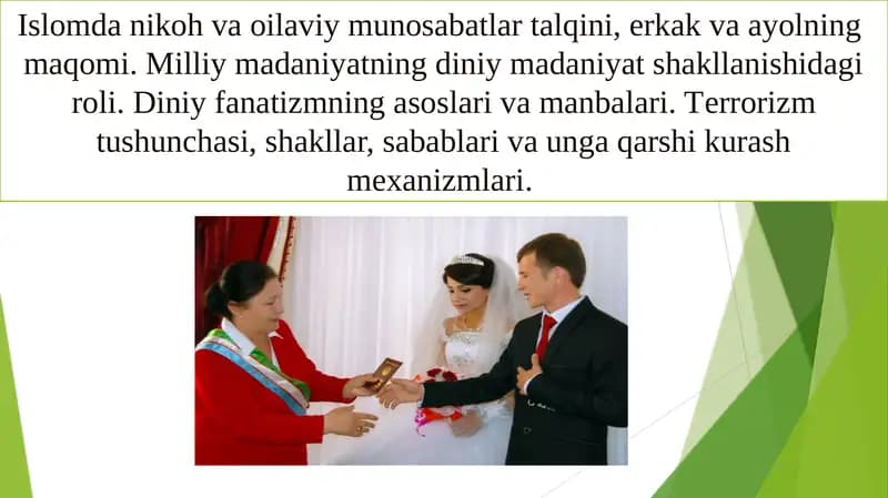 Islomdanikoh va oilaviy munosabatlar talqini