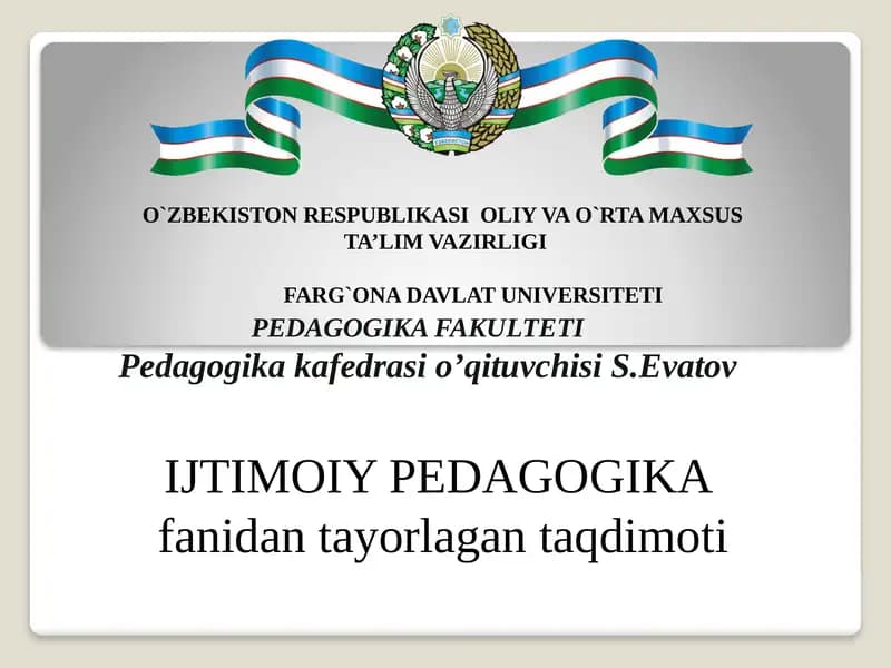 Ijtimoiy Pedagogika