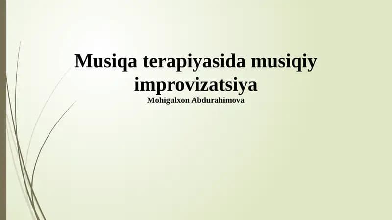 Musiqa Terapiyasida Musiqiy Improvizatsiya