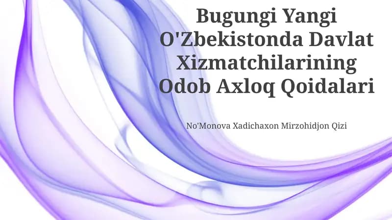 Davlat Xizmatchilarining Odob Axloq Qoidalari