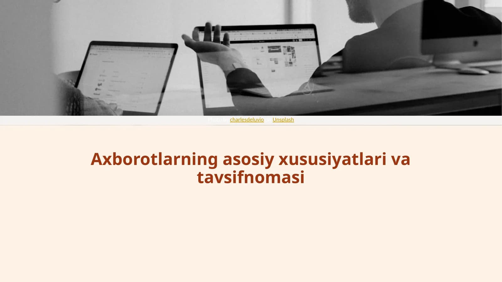 Axborotlarning asosiy xususiyatlari va tavsifnomasi