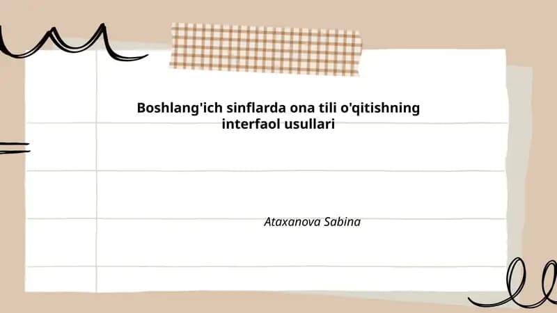 Boshlang'ich sinflarda ona tili o'qitishning interfaol usullari