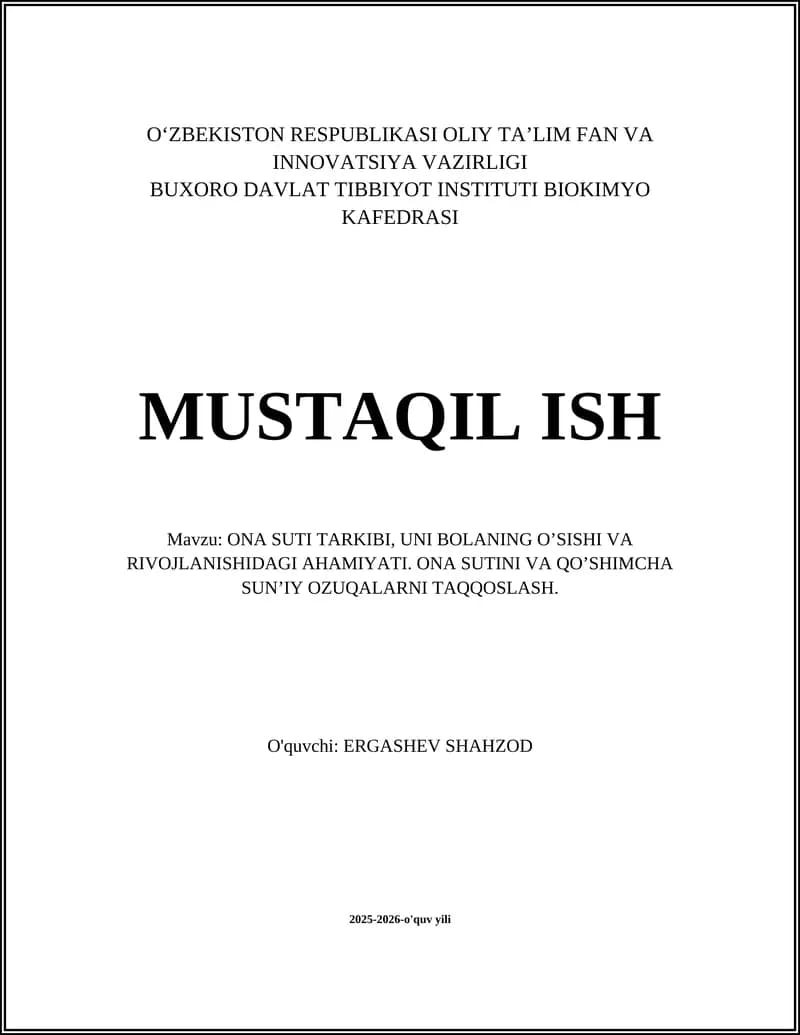 ONA SUTINING KIMYOVIY TARKIBI