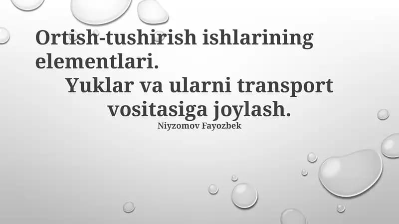 Ortish-tushirish ishlarining elementlari
