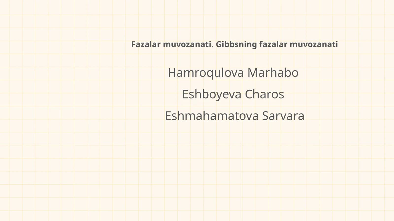 Fazalar muvozanati. Gibbsning fazalar muvozanati