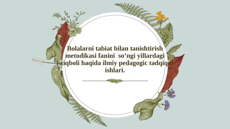 Tabiat bilan tanishtirish metodikasi