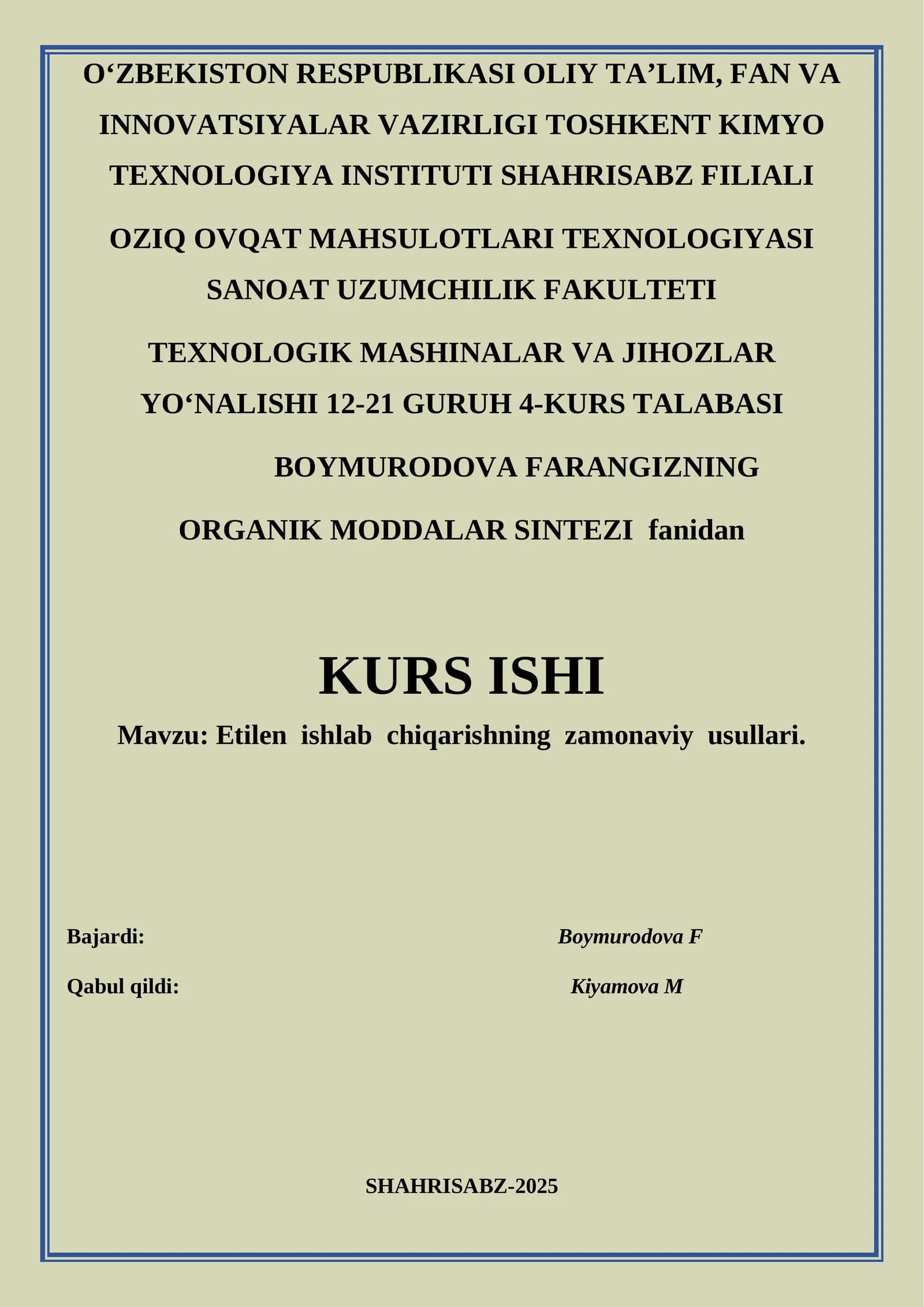 Etilen ishlab chiqarishning zamonaviy usullari