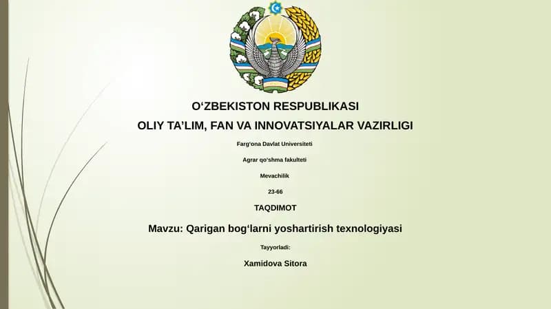 Qarigan bogʻlarni yoshartirish texnologiyasi