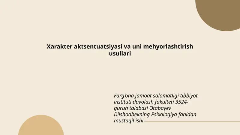 Xarakter aktsentuatsiyasi va uni mehyorlashtirish usullari