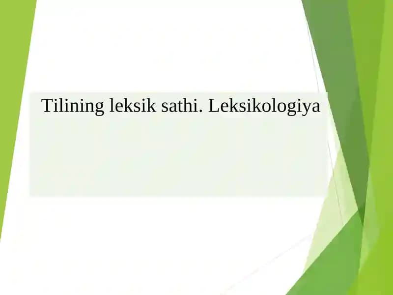 Hozirgi o‘zbek adabiy tilining leksik sathi va leksikologiyasi