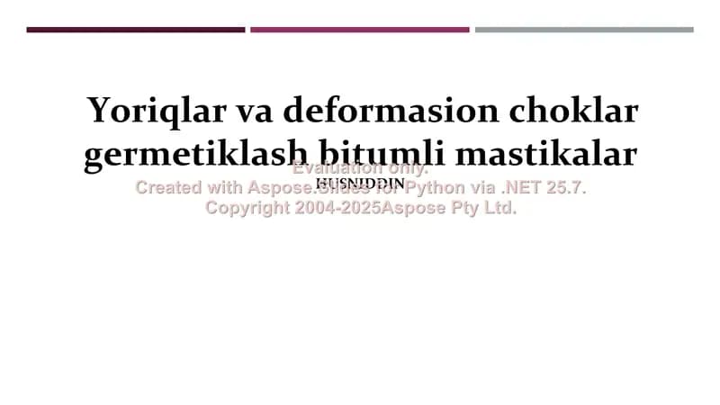 Yoriqlar va deformasion choklar germetiklash bitumli mastikalar