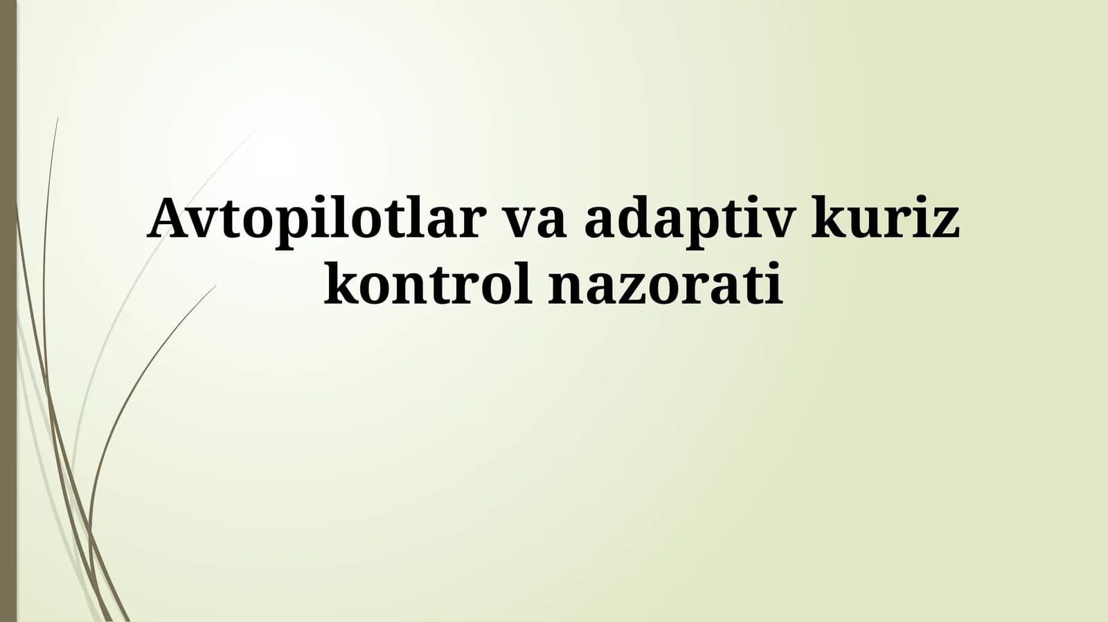 Avtopilotlar va adaptiv kurizkontrolnazorati