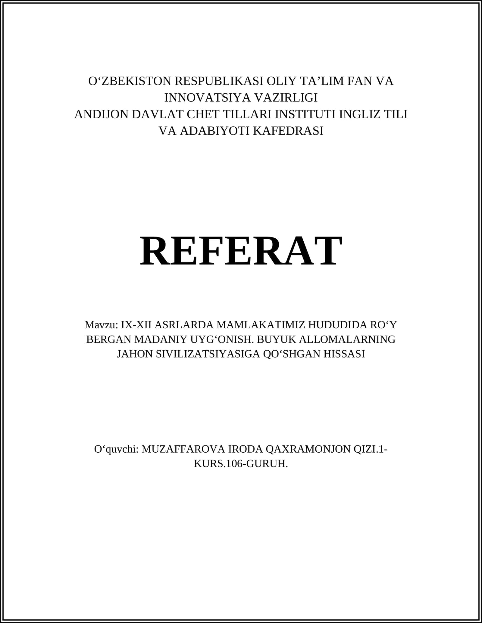 Temuriylar Davri Madaniy Uyg‘onishi