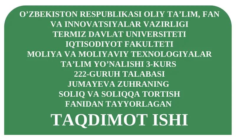 Jismoniy shaxslardan olinadigan mol-mulk solig’i to’lovchilar va soliq solish ob’ekti