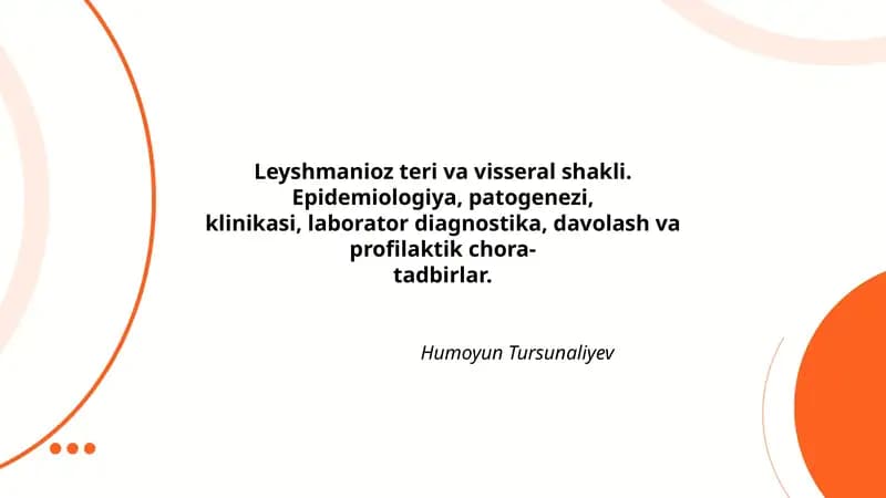 Leyshmanioz teri va visseral shakli
