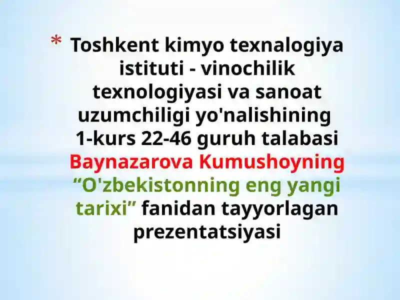 “O'zbekistonning eng yangi tаrix”